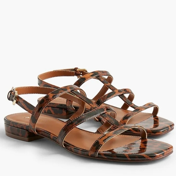 J. Crew Caged Ankle Strap Sandals - leopard print - Picture 1 of 9
